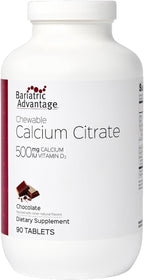 Bariatric Advantage Calcium Citrate Chewable 500 mg - for Bariatric Surgery Patients - High-Potency, Easy-Digest Tablets - Calcium Citrate - Bone Strength Supplements* - Chocolate - 90 Count