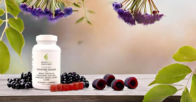 Innate Skin Health Body Clear Skin Acne Gummies - Complexion Supplement, Pantothenic Acid & Antioxidants, Vitamins 60 Count