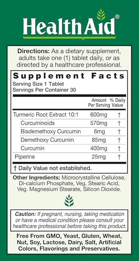 Curcumin Complex 600 mg, 30‑Count | Turmeric Extract with Bioperine for Enhanced Absorption, 95% Curcuminoids | Vegan, Daily Joint & Immune Support Supplement