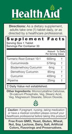 Curcumin Complex 600 mg, 30‑Count | Turmeric Extract with Bioperine for Enhanced Absorption, 95% Curcuminoids | Vegan, Daily Joint & Immune Support Supplement