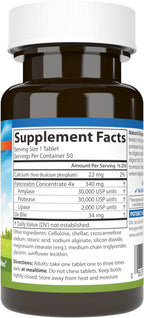 Carlson - Natural Digestive Enzymes, Digestive Aid #34 with Protease, Amylase & Lipase, Digestive Support, Nutrient Absorption & Optimal Wellness, 50 Tablets