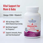 Nordic Naturals Prenatal DHA, Strawberry - 120 Soft Gels - 830 mg Omega-3 + 400 IU Vitamin D3 - Supports Brain Development in Babies During Pregnancy & Lactation - Non-GMO - 60 Servings