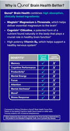 Qunol Brain Health Memory Plus with B6, Magnesium L-Threonate & Citicoline, Clinically Tested Ingredients to Improve Memory, Focus, Attention and Productivity, 60 Count (Pack of 1)