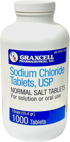 Sodium Chloride Tablets 1gm | Electrolyte Salt Pills for POTS Syndrome and Dysautonomia Support | Rapid Rehydration, Natural Ingredients | (15.4gr.) | 1000 Count | Made in The USA