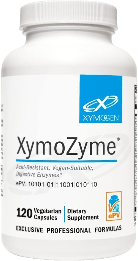 XYMOGEN XymoZyme - Digestive Enzymes for Women and Men with Protease & Bromelain - Acid Resistant, Vegan Digestive Enzymes for Gut Health & Bloating Relief (120 Capsules)
