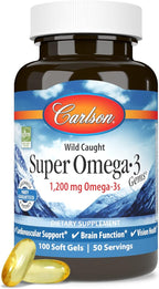 Carlson Super Omega-3 Gems, Norwegian, 1,200 mg Omega-3s, 100 Soft Gels