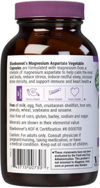 Bluebonnet Nutrition Magnesium Aspartate, Stress Relief*, Bone Health*, Heart Health*, Non-GMO, Vegan, Kosher Certified, Gluten-Free, Soy-Free, Dairy-Free, 100 Vegetable Capsules, 50 Servings
