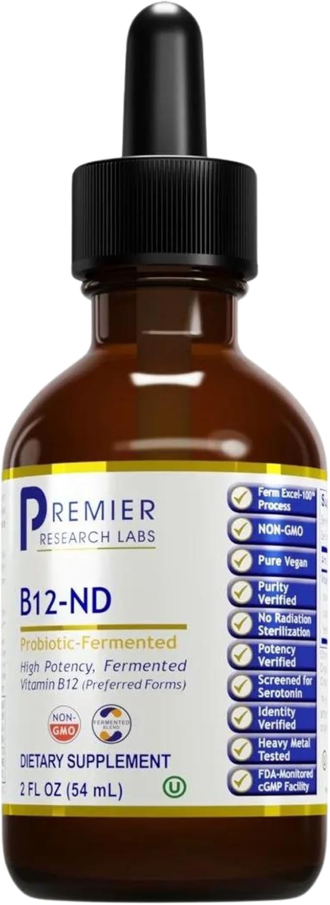 Premier Research Labs B12-ND - Vitamin B12 Liquid, B12 Vitamins, B12 Drops, B-12 Tincture with Methylcobalamin, Adenosylocobalamin, Hydroxcobalamin, 1000 mcg B12 Per Serving - 2 Fl Oz