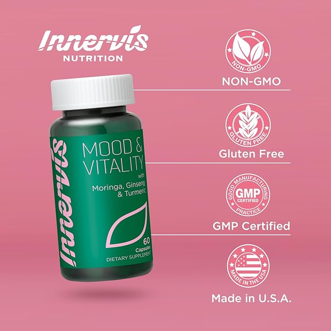 Mood & Vitality Supplement for Women – Energy, Focus & Balance | with Moringa, Korean Ginseng, Garlic, L-Arginine, L-Citrulline, Zinc & Vitamin B3 | 60 Capsules