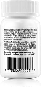 Nivagen Vitamin D3 50,000 IU (1250 mcg) | Once Weekly Dose | 100 Capsules (100 Weeks, Approx. 2 Years Supply) | Easy to Swallow | Bone, Muscle & Immune Support | Non-GMO, Gluten Free | Made in USA