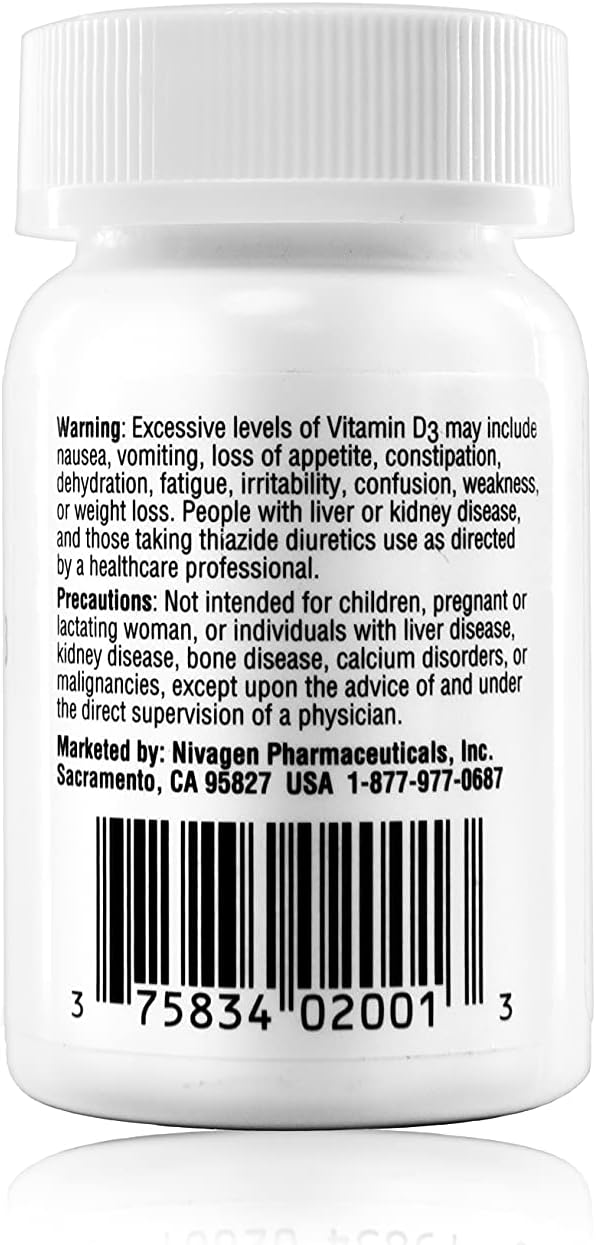 Nivagen Vitamin D3 50,000 IU (1250 mcg) | Once Weekly Dose | 100 Capsules (100 Weeks, Approx. 2 Years Supply) | Easy to Swallow | Bone, Muscle & Immune Support | Non-GMO, Gluten Free | Made in USA