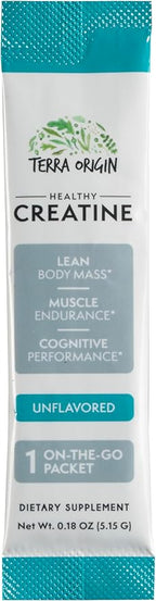 TERRA ORIGIN Healthy Creatine Micronized Monohydrate Powder | 30 Stick Packs | Support for Muscle and Cognitive Performance* | Supplement for Women and Men | Unflavored, Gluten Free, Zero Sugar