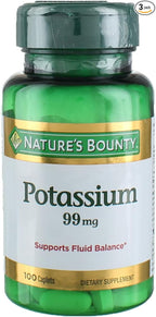 Nature's Bounty Potassium Gluconate 99mg, 100 Caplets (Pack of 3)