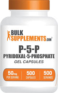 BulkSupplements.com Pyridoxal 5 Phosphate Capsules - P5P Supplement, Vitamin B6 Supplement - Essential & Gluten Free, 1 Capsule per Serving, 50mg Serving, 500 Count (Pack of 1)
