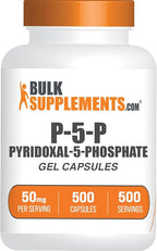 BulkSupplements.com Pyridoxal 5 Phosphate Capsules - P5P Supplement, Vitamin B6 Supplement - Essential & Gluten Free, 1 Capsule per Serving, 50mg Serving, 500 Count (Pack of 1)