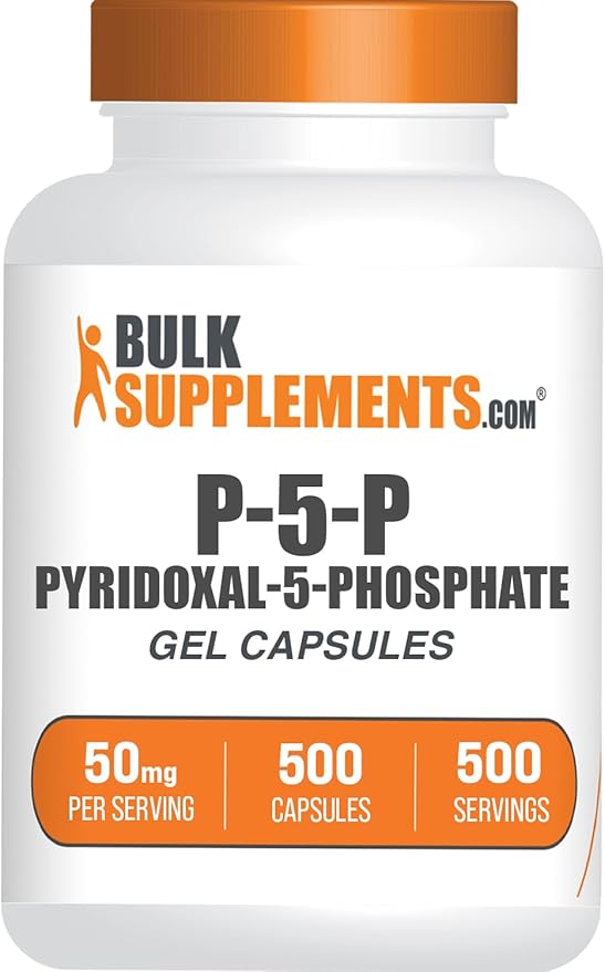 BulkSupplements.com Pyridoxal 5 Phosphate Capsules - P5P Supplement, Vitamin B6 Supplement - Essential & Gluten Free, 1 Capsule per Serving, 50mg Serving, 500 Count (Pack of 1)