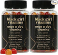Black Girl Vitamins Once a Day - Womens Multivitamin Gummy - Vitamin A, B, C, E and Zinc. Multivitamin for Women, Immune Support. Vegan, Gluten-Free. Made in The USA (60 Day Supply, Strawberry)