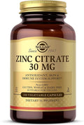 Solgar Zinc Citrate Vegetable Capsules, 100 Count, Non-GMO, Gluten Free, and Kosher, Supports Immune System Health, Healthy Skin and Eyes, Normal Taste and Vision