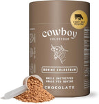 Cowboy - The Exclusive 1st Milking, Whole, Grass Fed Colostrum Supplement for Full Body Health - Bovine Colostrum Powder Packed w/Bioactive Nutrients - Sugar Free (Chocolate, 40 Servings)