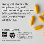 Sports Research Berberine Supplement with Coconut Oil - Herbal & Ayurvedic Metabolic Health Support - Berberine 500mg, 90 Softgels - Gluten-Free, Non-GMO Berberine Powder (Pack of 2)