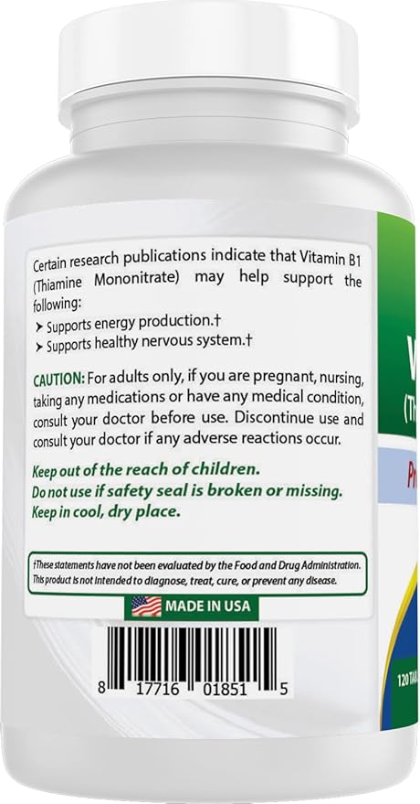 Best Naturals Vitamin B1 as Thiamine Mononitrate 100 mg 120 Tablets (120 Count (Pack of 1))