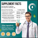 Nature's Nectar Migraine Prevention Feverfew Capsules – PA Free Butterbur Root, Riboflavin 400 mg, Magnesium & Feverfew – Natural Migraine Supplement – 180 Capsules