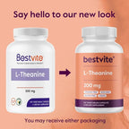 BESTVITE L-Theanine 200mg (120 Vegetarian Capsules) - No Stearates - Vegan - Non GMO - Gluten Free