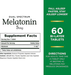 Nature's Bounty Melatonin 5mg Dual Spectrum, 100% Drug Free Sleep Supplement, Quick Release and Extended Release, Promotes Relaxation and Sleep Health, 60 Bi-Layer Tablets (Pack of 2)