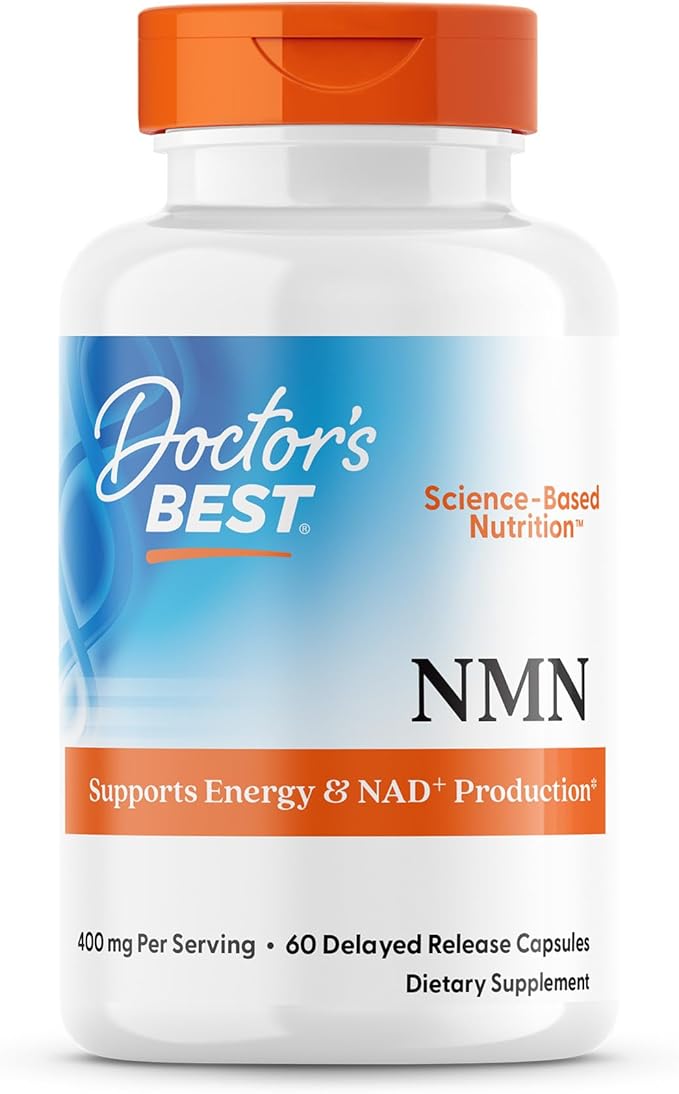 Doctor's Best NMN Supplement for Women & Men - Supports NAD+ Production & Cellular Energy, Beta Nicotinamide Mononucleotide, 200 mg per Capsule, Vegan, Non GMO - 60 Veg Caps
