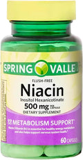 Niacin Flush Free 500mg – 60 Capsules, Vitamin B3 Niacinamide Supplement, Nicotinamide 500 mg, B3 Vitamins for Men and Women, Gluten Free (Pack of 1)