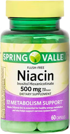 Niacin Flush Free 500mg – 60 Capsules, Vitamin B3 Niacinamide Supplement, Nicotinamide 500 mg, B3 Vitamins for Men and Women, Gluten Free (Pack of 1)