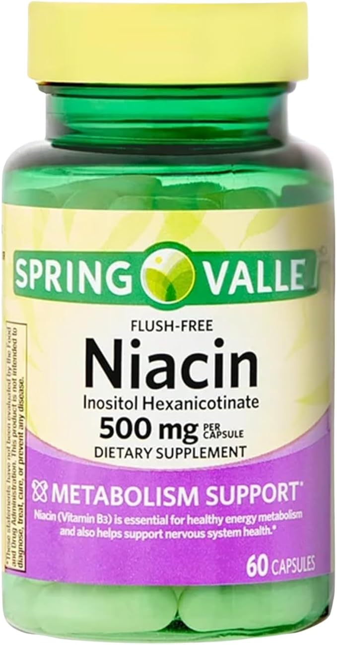 Niacin Flush Free 500mg – 60 Capsules, Vitamin B3 Niacinamide Supplement, Nicotinamide 500 mg, B3 Vitamins for Men and Women, Gluten Free (Pack of 1)