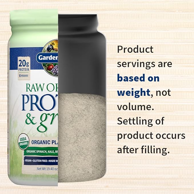 Garden of Life Raw Protein & Greens Vanilla Protein Powder – 20g Plant Based Greens Powder, Probiotics & Enzymes, Post-Workout Recovery, Vegan, Gluten-Free, Non-GMO, 20 Servings, (Pack of 6)