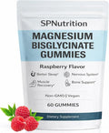 Spnutrition Magnesium Bisglycinate Gummies – Chelated Magnesium Supplement, Promotes Muscle & Nerve Function, Relaxation & Everyday Wellness – 60 Raspberry Gummies (1)