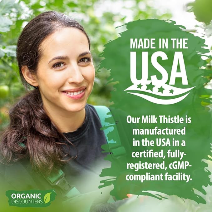 USDA Organic Milk Thistle 30:1 Extract Capsules, 280 Vegan Capsules, Rich in Silymarin Flavonoids, Liver Cleanse and Liver Detox Support, Standardized 30X Extract, Made in the USA