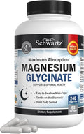 BioSchwartz Magnesium Glycinate 500mg Capsules (240 Mini Caps) Maximum Absorption Magnesium Supplement for Healthy Nerves Muscles Heart Mood and Sleep Support (Vegan, Gluten-Free, Non-GMO)