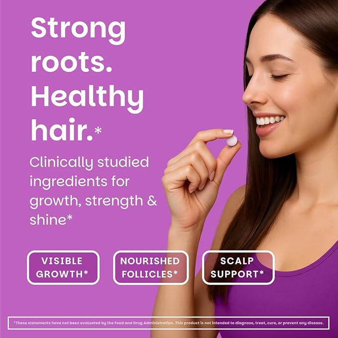 EZ Melts Hair Health Complete - Hair Supplement to Support Strength & Growth - Includes AnaGain Nu, Biotin, Apigenin, Bambo Silica & More - 60 Sublingual Tablets (30 Servings)