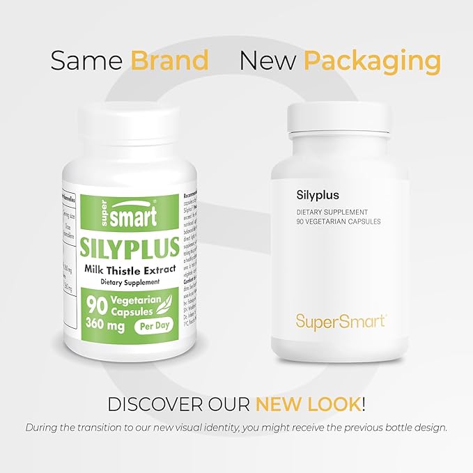 Supersmart - Silyplus 360mg per Day (Patented) - with Silymarin Milk Thistle Supplement - Siliphos Phytosomes | Non-GMO & Gluten Free - 90 Vegetarian Capsules