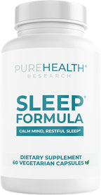 PUREHEALTH Research Sleep Formula - Natural Sleep Support Supplement for Adults - for Restfulness & Relaxation - with Melatonin, Valerian Root, GABA, L-Theanine, Lemon Balm, Hops & More - 60 Capsules