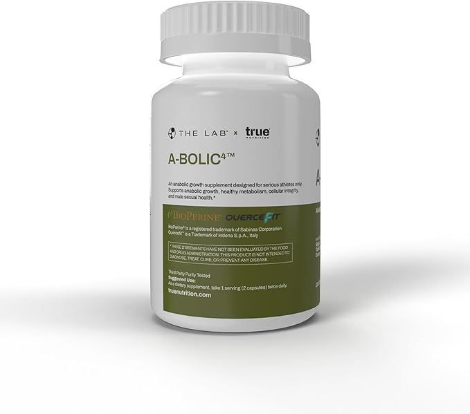 True Nutrition - A-Bolic4 Advanced Anabolic Boost Supplement | Support Healthy Anabolic Growth Naturally with Turkesterone, Apigenin, Quercefit™ Quercetin | 120 Capsules