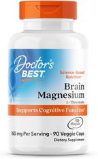 Doctor's Best L-Threonate Supplement - Magtein Magnesium L Threonate Capsules, Memory & Focus Support for Women & Men, 150 mg Per Serving, Vegan, Gluten Free - 90 Veggie Caps