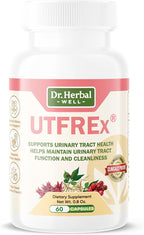 DR. HERBAL WELL UTFREX Clinically Proven Urinary Tract UTI Health Supplement Natural Support Cleanse Flush Protect (No Probiotics & D-Mannose) – 60 Capsules