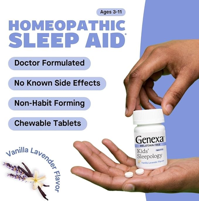 Genexa Sleepology for Children – 60 Tablets | Certified Organic & Non-GMO, Melatonin-Free, Physician Formulated, Homeopathic | Sleep Aid for Children