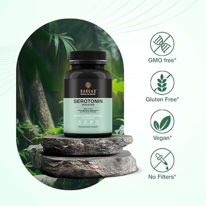 Serotonin Support Supplement – Helps Boosts 5HTP, Serotonin & Cortisol Levels, Herbal Blend – Promotes Positive Mood, Calmness, Stress Relief | Happy Mood & Brain Support | 60 Capsule