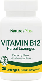 NaturesPlus Vitamin B12 1000 mcg - 30 Herbal Lozenges - Raspberry - Energy & Immune Health Support - Vegetarian, Gluten Free - 30 Servings
