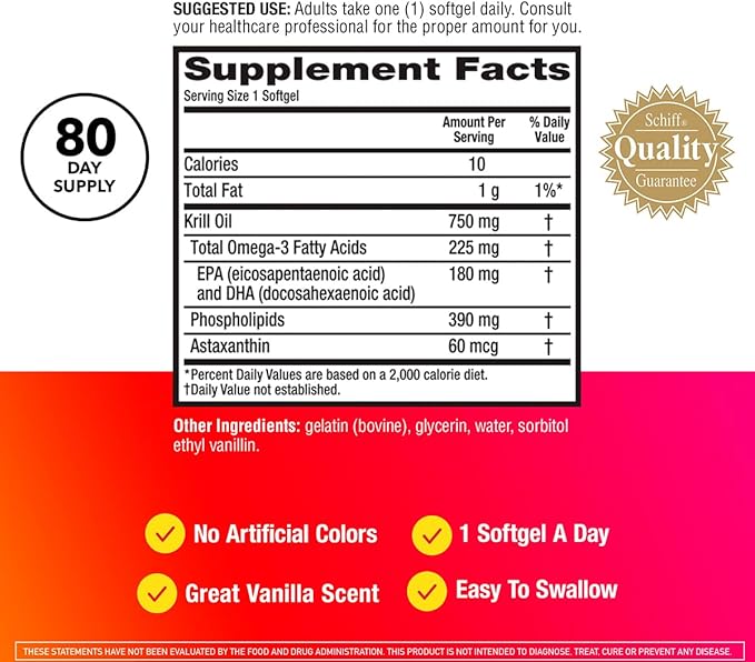 MegaRed Ultra Concentrate 750mg Omega-3 Krill Oil Fatty Acid Supplement with EPA/DHA, Antioxidant Astaxanthin, No Fish Oil Aftertaste Supports Heart Health, 80 Count Softgels (2 Pack)