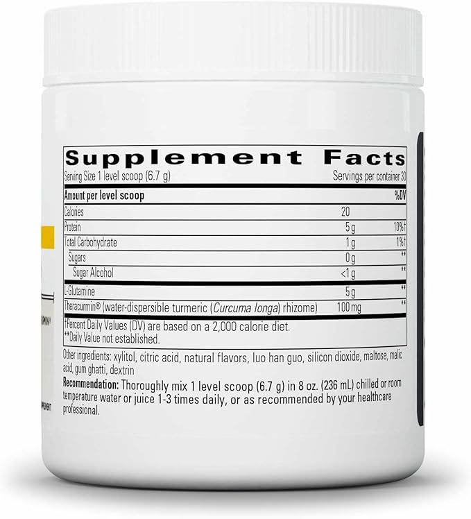Integrative Therapeutics Glutamine Forté - Daily Health Supplement* - Gut Support Drink Mix* - Vegan, Gluten-Free & Dairy-Free - Lemon Lime Flavored - 7.1 oz (30 Servings)