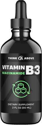 Think Above Vitamin B3 Niacinamide Liquid - Non Flush Form of B3 Niacin - Convenient Vitamin B3 Niacinamide Drops for Women and Men - Easy to Swallow 2oz (60ml)