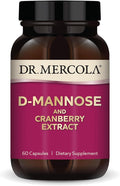 Dr. Mercola D-Mannose and Cranberry Extract, 1,000 mg D-Mannose & 400 mg Cranberry per Serving, Urinary Tract Health Supplement, Non-GMO, Gluten-Free, Soy-Free, 60 Capsules