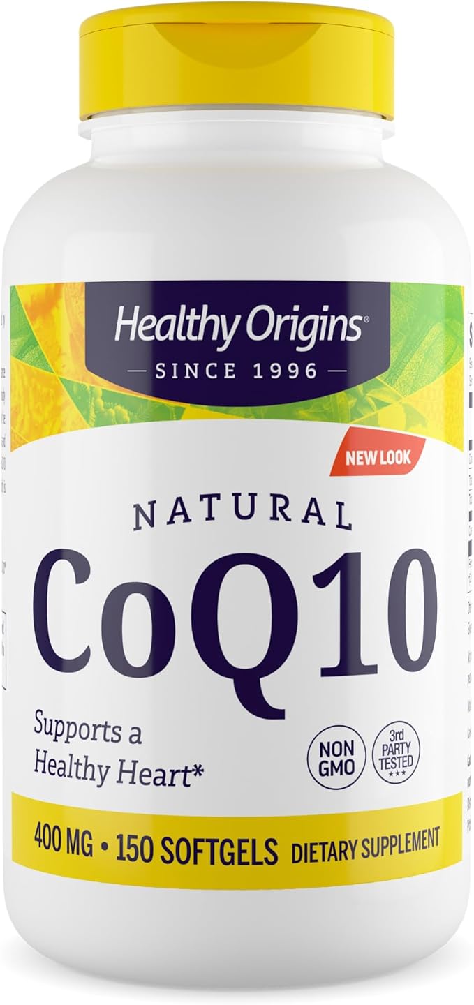 Healthy Origins CoQ10 400 mg, 150 Softgels - Natural Trans-Isomer Ubiquinone, Yeast Fermented High Bioavailability Coenzyme Q10 Supports Heart Health & Cellular Energy - Antioxidant Supplement
